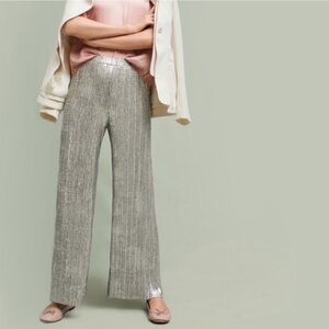 Anthropologie Silver Wide Leg Pants
